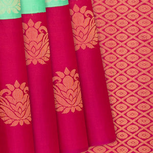 Aquamarine Handloom Soft Silk Saree With Floral Buttas-Aquamarine
