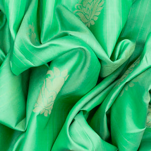 Aquamarine Handloom Soft Silk Saree With Floral Buttas-Aquamarine