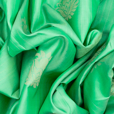 Aquamarine Handloom Soft Silk Saree With Floral Buttas-Aquamarine