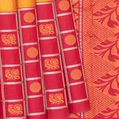Mustard Handloom Soft Silk Saree With Annam Buttas-Mustard