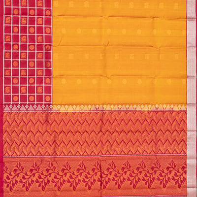 Mustard Handloom Soft Silk Saree With Annam Buttas-Mustard
