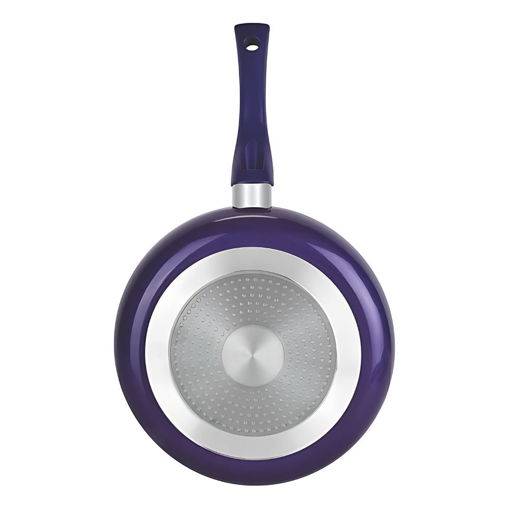 Softel Designer Non-Stick FryPan With Steel Lid | Gas & Induction Compatible | Purple