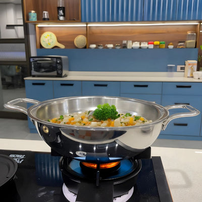 Softel Tri-Ply Cookware Combo with Removable Handle (Tasla + Fry Pan + Kadhai + Sauce Pan + Removable Handle) | Gas & Induction Compatible | Set of 5 Pcs