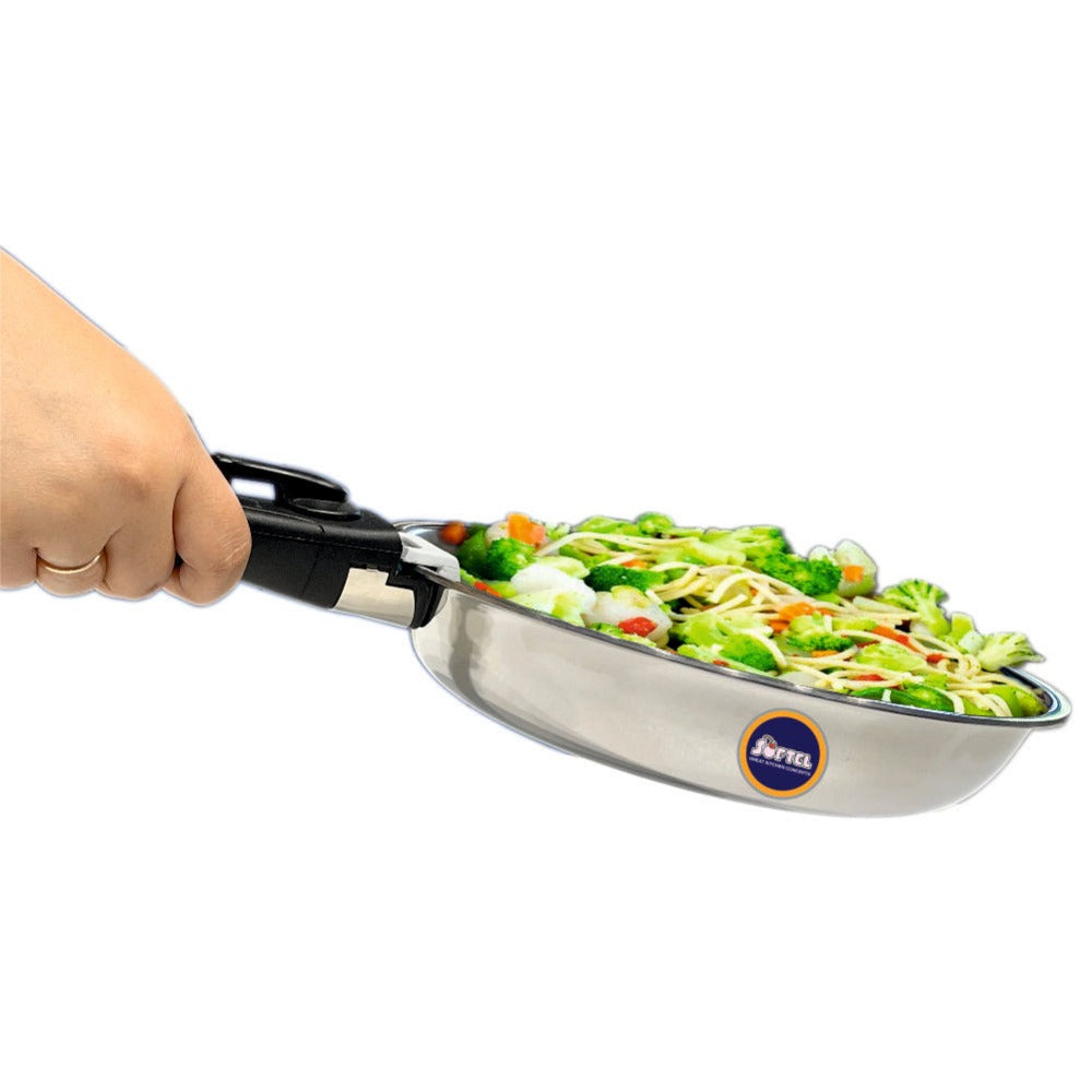 Softel Tri-Ply Cookware Combo with Removable Handle (20 cm Tasla + 22 cm Fry Pan + 1 Litre Sauce Pan + Removable Handle) | Gas & Induction Compatible | Set of 4 Pcs