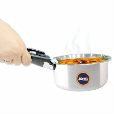 Softel Tri-Ply Cookware Combo with Removable Handle (Tasla + Fry Pan + Sauce Pan + Removable Handle) | Gas & Induction Compatible | Set of 4 Pcs