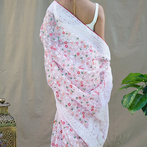 Baby Pink Organza Saree