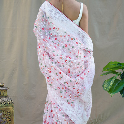 Baby Pink Organza Saree