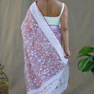Pastel Purple Organza Saree