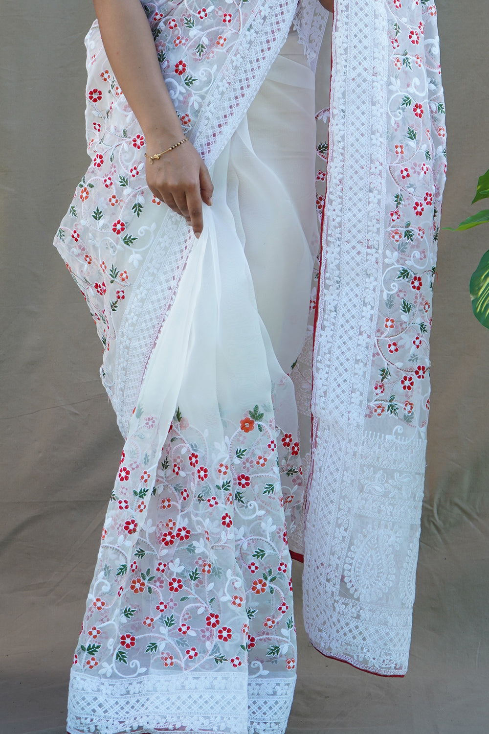 Pure White Organza Saree