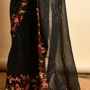 Raven Black Georgette Saree