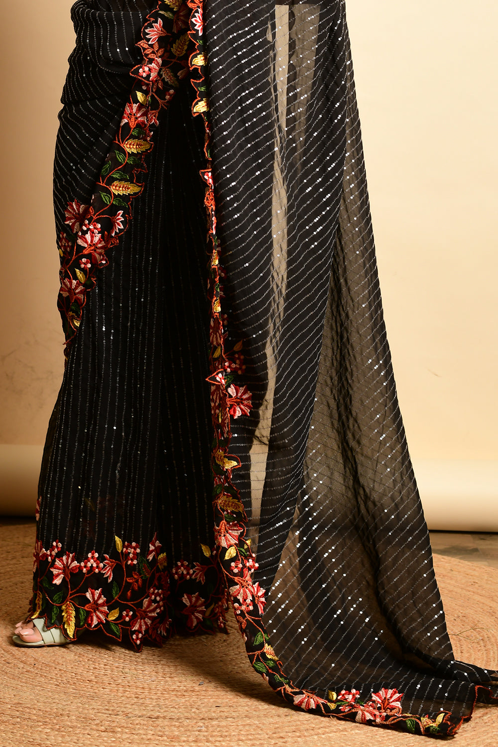 Raven Black Georgette Saree