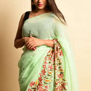 Mint Green Georgette Saree