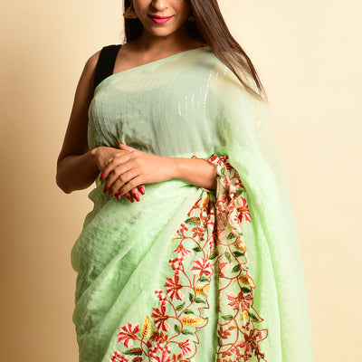 Mint Green Georgette Saree