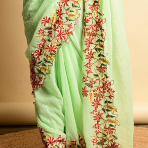 Mint Green Georgette Saree