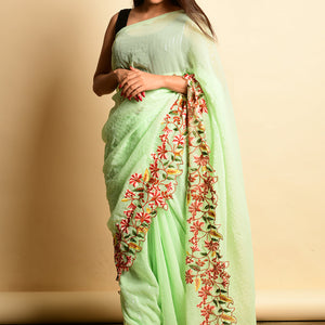 Mint Green Georgette Saree
