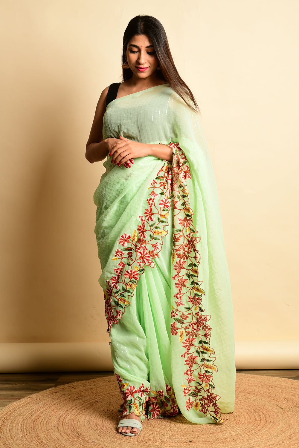 Mint Green Georgette Saree