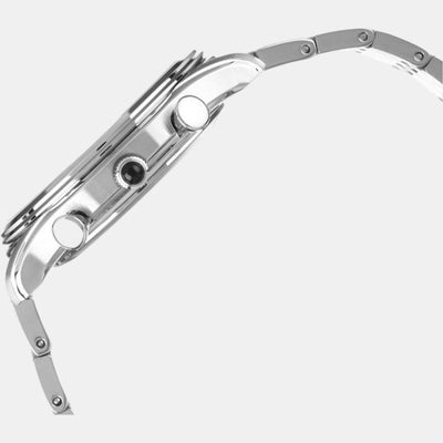 Dress Chronograph Watch Men Quartz White Dial Chronograph Stainless Steel Watch SPC251P1