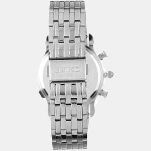 Dress Chronograph Watch Men Quartz White Dial Chronograph Stainless Steel Watch SPC251P1