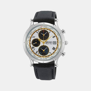 Dress Men Quartz White Dial Chronograph Leather Watch SPL055P1