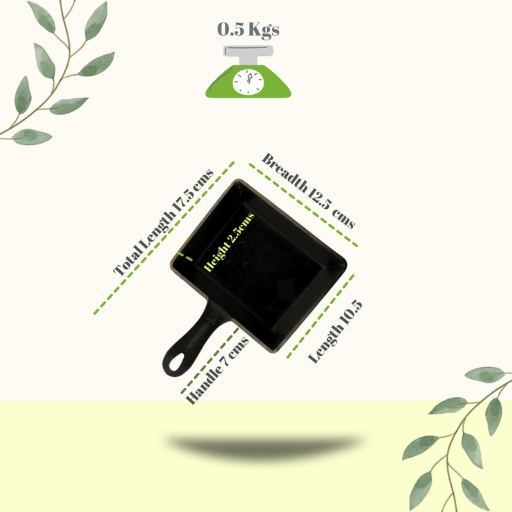 Trilonium Triple Seasoned Iron Mini Sizzling Brownie Pan | Gas & Induction Compatible | Black