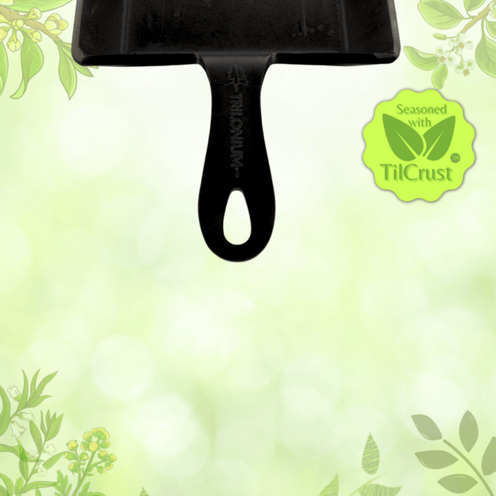 Trilonium Triple Seasoned Iron Mini Sizzling Brownie Pan | Gas & Induction Compatible | Black
