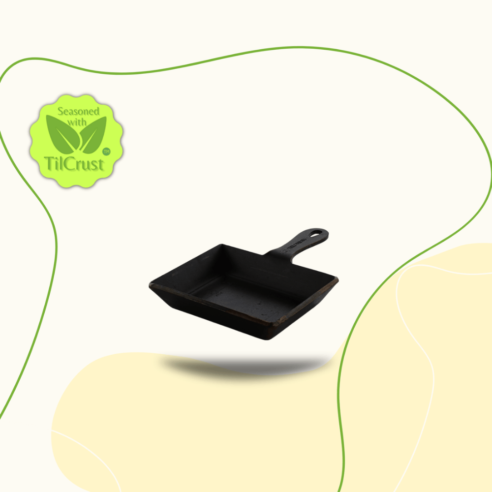 Trilonium Triple Seasoned Iron Mini Sizzling Brownie Pan | Gas & Induction Compatible | Black