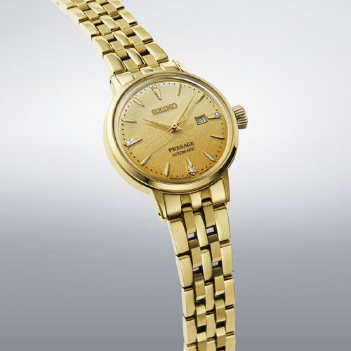 Seiko Pressage Presage Cocktail Diamond Yellow Gold Dial Women 30mm SRE018J1