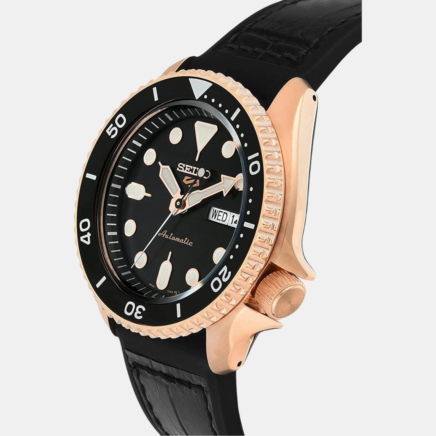 5 Sports Men Automatic Black Dial Analog Leather Watch SRPD76K1