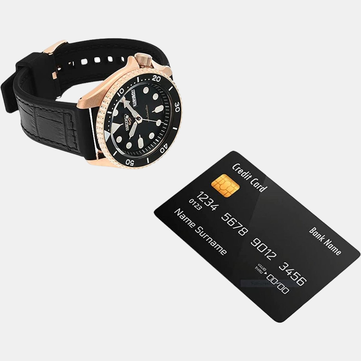 5 Sports Men Automatic Black Dial Analog Leather Watch SRPD76K1