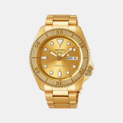 5 Sports Men Automatic Gold Dial Analog Stainless Steel Watch SRPE74K1