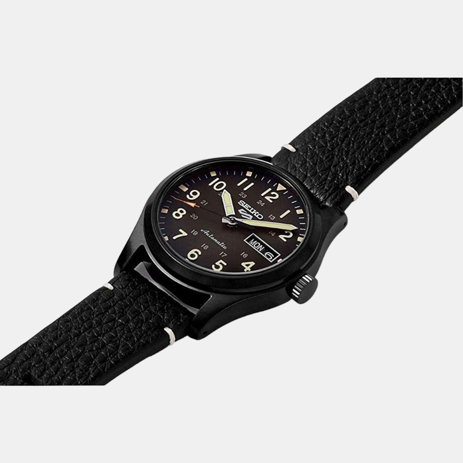 5 Sports Men Automatic Black Dial Analog Leather Watch SRPG41K1