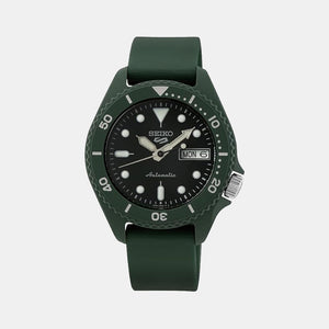 5 Sports Men Automatic Green Dial Analog Silicone Watch SRPG83K1