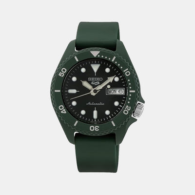 5 Sports Men Automatic Green Dial Analog Silicone Watch SRPG83K1