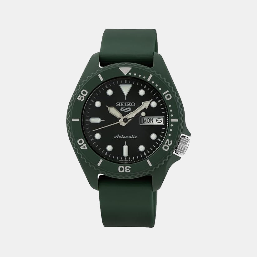 5 Sports Men Automatic Green Dial Analog Silicone Watch SRPG83K1
