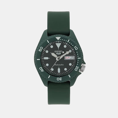 5 Sports Men Automatic Green Dial Analog Silicone Watch SRPG83K1