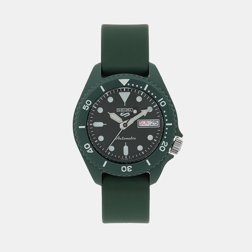 5 Sports Men Automatic Green Dial Analog Silicone Watch SRPG83K1