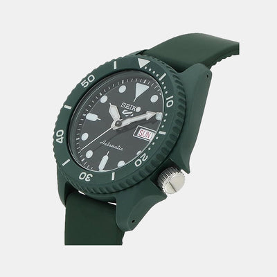 5 Sports Men Automatic Green Dial Analog Silicone Watch SRPG83K1