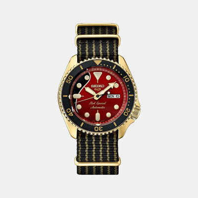5 Sports Men Automatic Red Dial Analog Nylon Watch SRPH80K1