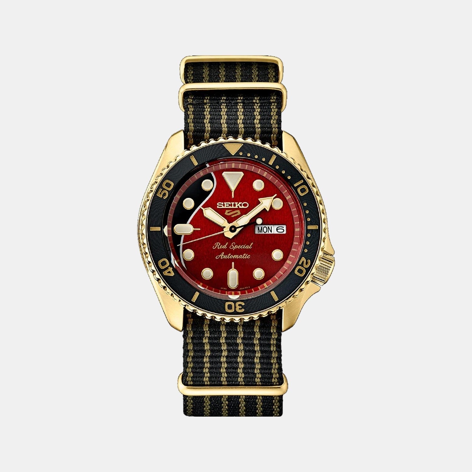 5 Sports Men Automatic Red Dial Analog Nylon Watch SRPH80K1