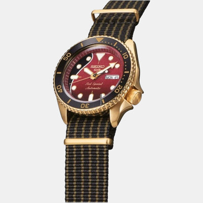 5 Sports Men Automatic Red Dial Analog Nylon Watch SRPH80K1
