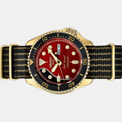 5 Sports Men Automatic Red Dial Analog Nylon Watch SRPH80K1