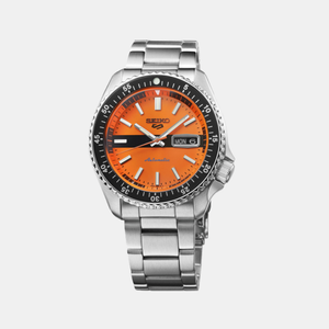 5 Sports Men Automatic Orange Dial Analog Stainless Steel Watch SRPK11K1