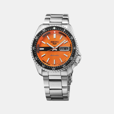 5 Sports Men Automatic Orange Dial Analog Stainless Steel Watch SRPK11K1