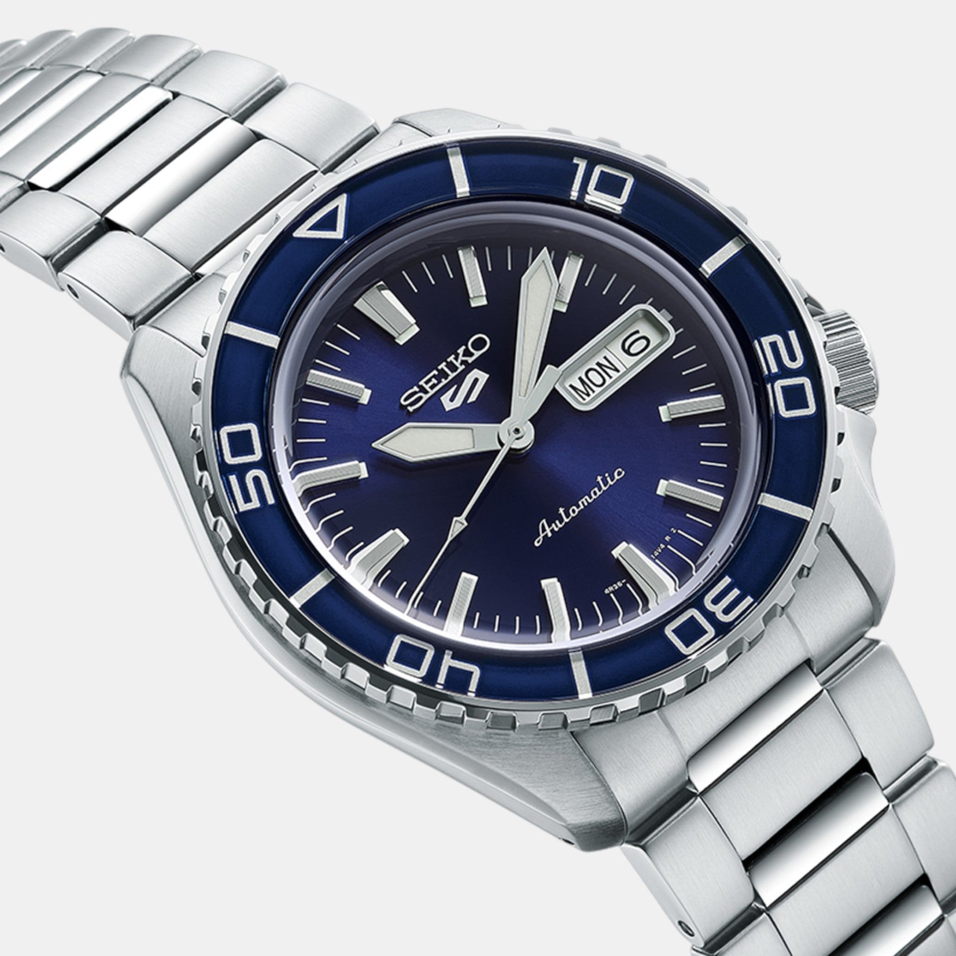 5 Sports Men Automatic Blue Dial Analog Stainless Steel Watch SRPK97K1