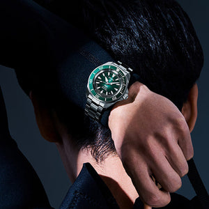 Seiko Prospex PADI 60th Anniversary 4R Compact Mechanical Diver’s Watch in Underwater Emerald Green Dial Men 41.7mm SRPL53K1