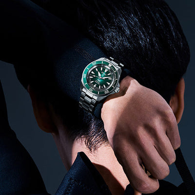 Seiko Prospex PADI 60th Anniversary 4R Compact Mechanical Diver’s Watch in Underwater Emerald Green Dial Men 41.7mm SRPL53K1