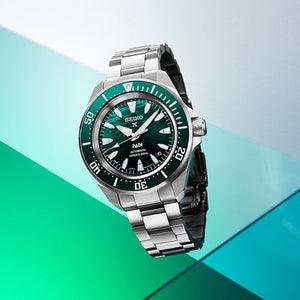 Seiko Prospex PADI 60th Anniversary 4R Compact Mechanical Diver’s Watch in Underwater Emerald Green Dial Men 41.7mm SRPL53K1