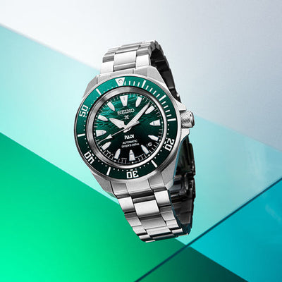 Seiko Prospex PADI 60th Anniversary 4R Compact Mechanical Diver’s Watch in Underwater Emerald Green Dial Men 41.7mm SRPL53K1