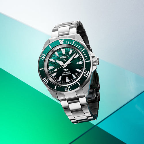 Seiko Prospex PADI 60th Anniversary 4R Compact Mechanical Diver’s Watch in Underwater Emerald Green Dial Men 41.7mm SRPL53K1