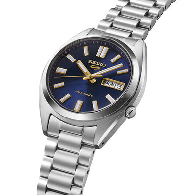 Seiko 5 Sports SNXS Vintage Gold Collection Navy Blue Dial Men 37.4mm SRPL55K1
